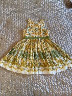 Julian Taylor Yellow Floral Dress with Green Accents